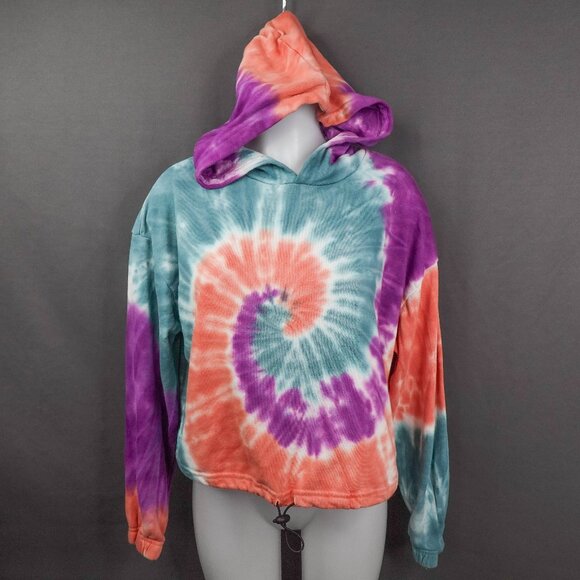 Forever 21 Womens Hoodie Sweatshirt Medium Tie Dye Retro Y2K Streetwear Indie - Picture 1 of 12